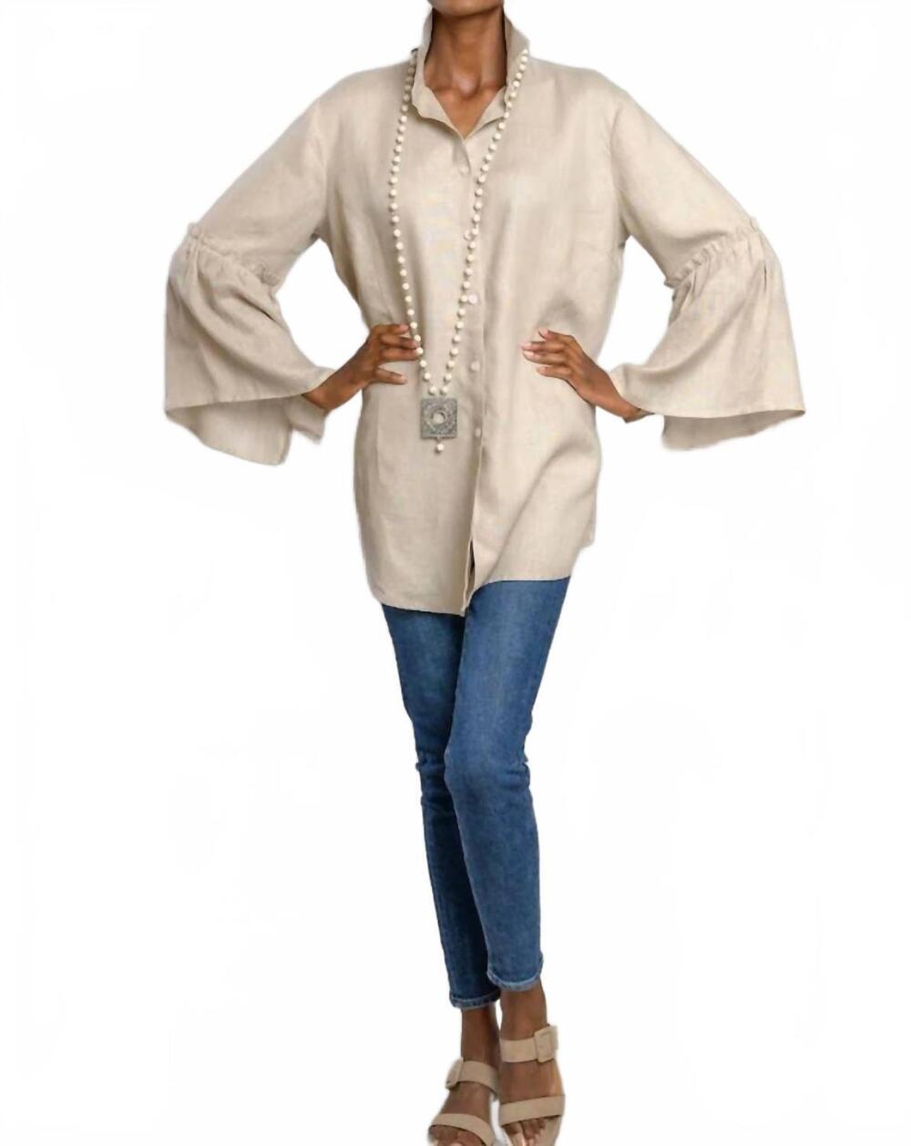 NEW CROWN LINEN kendall linen blouse in soft flax